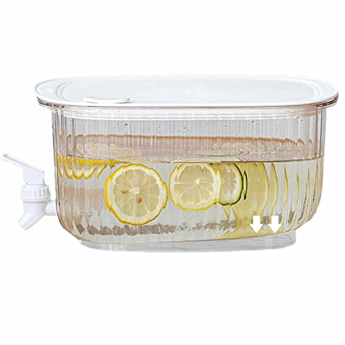 Ditanpu Dispensador De Bebidas De 4 L, Dispensador De Leche, Dispensador De Agua para Nevera con Grifo, Jarra para Nevera, Enfriador De Bebidas, Dispensador Grande para Leche, Blanco