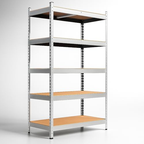 SPRINGOS - Scaffale in metallo per garage/cantina, 120 x 205 x 45 cm, 5 ripiani