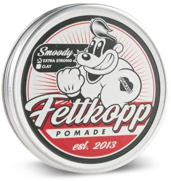 FETTKOPP POMADE - Smoody - rauchig-holzig – sehr starker Halt (heavy hold) 51g Haarwachs & Haargel Alternative Barbershop Hairstyling Herrenpomade ölbasiert Made in Germany