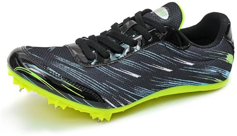 NGARY Spikes Leichtathletik Herren Unisex 8 Nägel Mittelstrecken rutschfeste Jugendsportschuhe Leichte Professionelle Sportschuhe,Schwarz,37 EU