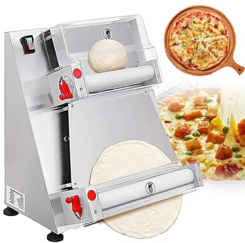 370W Electric Pizza Press Making Machine,30/40cm Automatic Dough Press Machine Commercial，Stainless Steel Semi-Automatic Pizza Dough Press Machine,Pizza Dough Roller Sheeter (Size : 40cm)