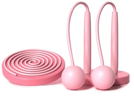 Ruayia Springseil Erwachsene Fitness, Springseil Ohne Seil Speed Skipping Speed-Sprungseil für Workout, Frauen, Männerübungen - Wenige Kabelloser Ball - Rosa