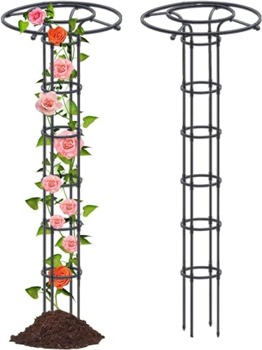 YYGJYGOO Gartenspalier, Turmobelisk, Gartenspalier, Metallschirmspalier-Turmrahmen, Blumenstützkäfig für den Außenbereich, Kletterständer für Weinreben und Rosen(210cm)