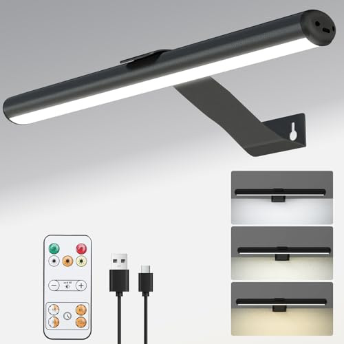 Petyoung Wiederaufladbare Bilderleuchte mit Fernbedienung, 3 Modi, magnetische Wandleuchte, Kunst-Display-Licht Dartscheiben-Licht für Dartscheibe, Bilderrahmengalerie, Schwarz