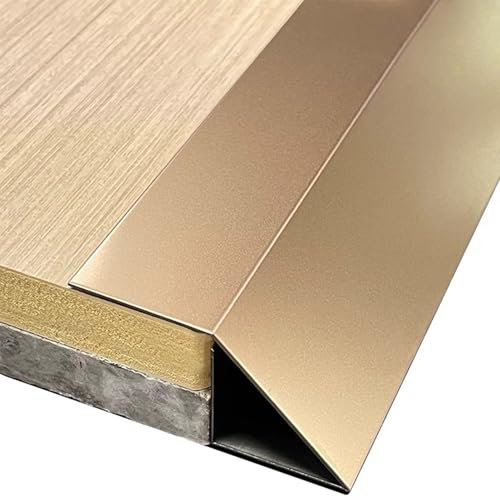 übergangsprofil Übergangsrampen aus Stahlmetall im 90-Grad-Winkel, Mattgoldene Schwellentrennwand für Hohen und Niedrigen Weg, Farbneutrale Abdeckleiste für Türöffnung und Stufe(40x40mm (1 5/8x1 5/8)