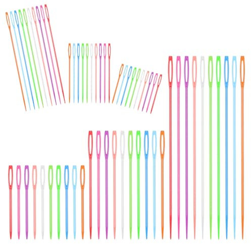 TIESOME 90 Stück Kunststoff Nähnadeln, sticknadeln kinder, nähnadeln mit großem öhr, 7cm/2.75inch, 9cm/3.54inch, 15cm/5.9inch, Plastiknadeln für Kinder, Kunsthandwerk, Nähen, Handarbeit