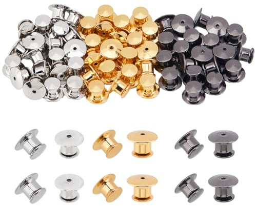 GOMAKERER 60 Stück Pin Keeper Ersatz Anstecknadel Mit Verschluss Metall Anstecknadel Passend Für Broschen. Revers Abzeichen Emaille Nadeln Und Bastelarbeiten