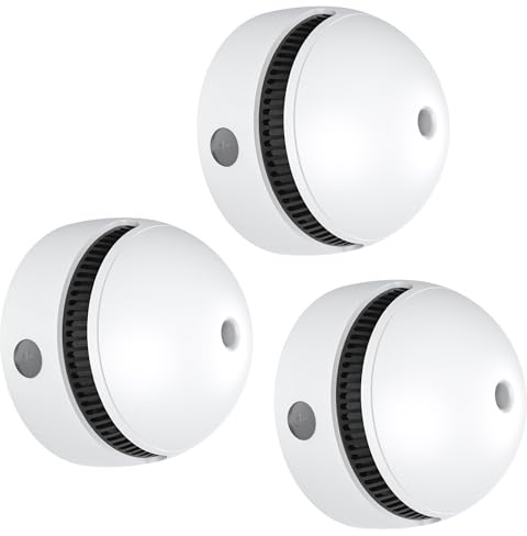 Mini Smoke Detector, Smoke Alarm & Fire Alarm Detector 10 Year Battery Operated with Photoelectric Sensor and Silence Button, Home Use (3 Pack)