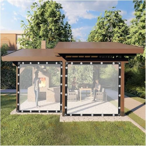Transparente wasserdichte Pavillon Plane Seitenteile transparente Planenvorhänge Überdachung mit Ösen für Pergola Veranda Terrasse Carport,H*l,200x300cm/7x10ft