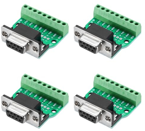 QUARKZMAN Connettore VGA Femmina VGA9 Presa Femmina 9-pin 2-Row Breakout Terminale Senza Saldatura per Attrezzature Meccaniche Computer CNC Confezione da 4