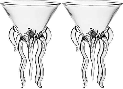 SHALONYOU Bicchiere da Cocktail di Polpo, 2 Bicchieri da Martini, Bicchieri da Cocktail creativi, calici da Bar, Strumenti for Banchetti, Matrimoni, Feste in casa (Trasparente)