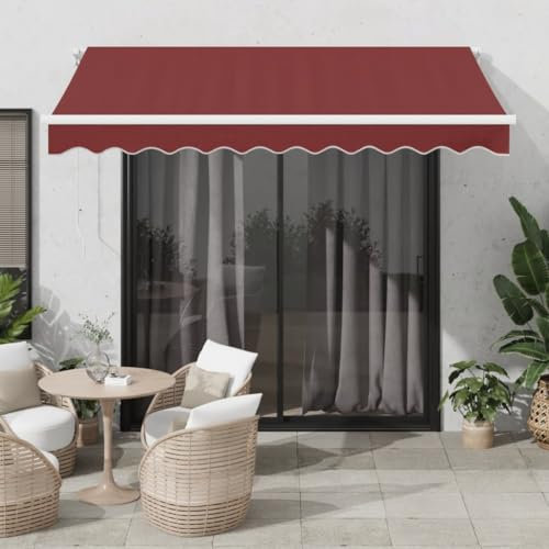 DYRJDJWIDHW tenda a scorrimento per terrazza,tenda laterale avvolgibile,Tenda da Sole Retrattile Manuale Bordò 300x250 cmIdeale per porte, portoni e finestre.