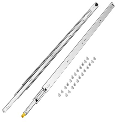 VEVOR Glissière de tiroir à extension complète, 1 paire, coulisse de tiroir verrouillable, 1500 mm, capacité de charge 113,4 kg, rail coulissant à montage latéral avec roulement à billes et verrou