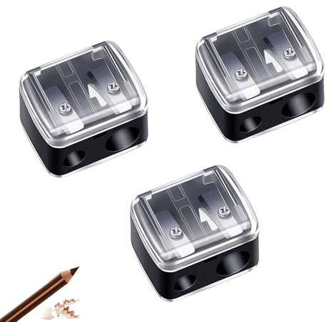 3 Stück Spitzer,Anspitzer mit Behälter,Universal Makeup Sharpener,Spitzer für Kajalstifte,Pencil Sharpener,Dosenspitzer Dicke und Dünne Stifte,Kosmetikspitzer,Augenbrauenstift für Präzisionsklingen