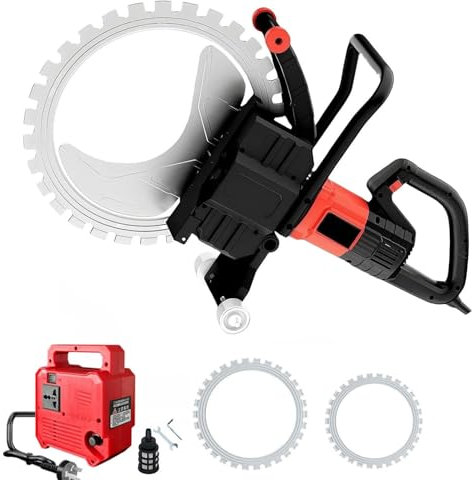 Ring Concrete Cutter Saw, 3500RPM Concrete Saw 16in/20in/24in, Pure Copper Motor, 8900W Electric Concrete Saw Concrete Cutter with a Saw Blade for Stone, Porcelain, Wood, Concrete,30cm+40cmDepth