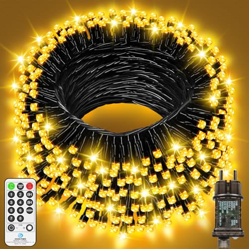 JXLEDAYY 600 LED Lichterkette Außen, 18M Lichterkette Outdoor und Innen 8 Modi mit Timer Schwarzes Kabel Wasserdicht für Balkon Garten Party Hochzeit Zimmer (Warmweiß)