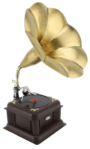 Modèle de Phonographe de Fer Nostalgique Retro Gramophone Turton pour la Décoration de la Pièce et Les Amoureux Vintage (Bronze)
