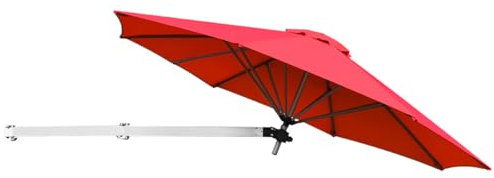 2.5M Wall Mounted Garden Cantilever Parasol, Balcony Umbrella with Adjustable Pole, Tilted Design and Wind Vent, 8-Rib Outdoor Hanging Sun Shade for Patio Market(Burgundy)