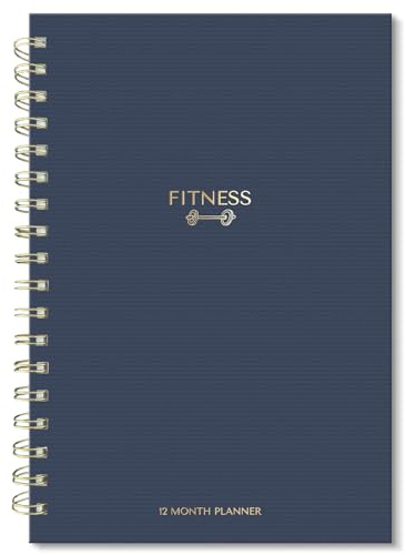 Sweetzer & Orange Fitness Planner Notebook – 6 x 8.5 Workout Log Book & Fitness Journal – 129 Pages with Measurement Tracker, Weight Tracker, Workout Planner, Food Log, 30 Day Challenge & Notes – Gold Spiral