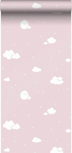 Sanders & Sanders papier peint petits nuages rose et blanc 53 cm x 10 m