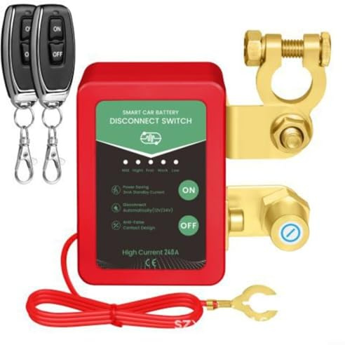 12V KFZ Batterie-Trennschalter mit Fernbedienung, Magnetmechanismus zur Stromabschaltung und Leckageschutz, für Auto, Boot, Wohnwagen, LKW, Motorrad bis 3,0L Hubraum(Non-digital display)