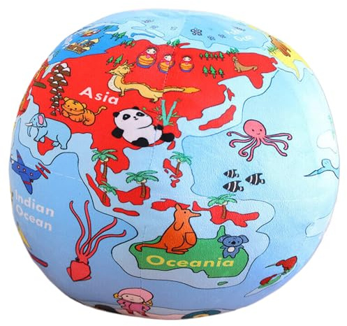 Jorzer Almohada de Globo de 14 Pulgadas, Almohada de Tierra Divertida de Felpa Suave para niños, Adultos, decoración del Comedor del hogar, Globo, Tierra, Bola, Almohadas de Felpa, Bolas..