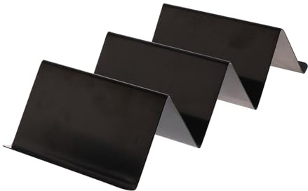TOYZFRIENDY Soporte para Tacos de Acero Inoxidable Negro Rejilla para Hornear Tacos Ranuras en U Bandeja Mexicana para Burritos y Papas Fritas Accesorio de Cocina Resistente y Seguro