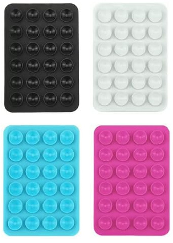 MUNZE Ventosa Per Cellulare, 4 Pezzi, Nero Bianco Fucsia Blu Silicone Standard, Per Selfie Video E Ricarica