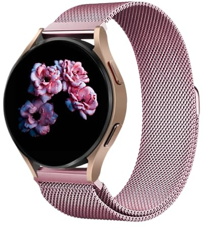 Rostfritt stål mesh metallarmband, Compatible with Samsung Galaxy Watch Band 7/FE/6/5/4/3 & Watch 5 Pro & 6/4 Classic & Gear S3/S2, (20mm & 22mm), Rosenrosa