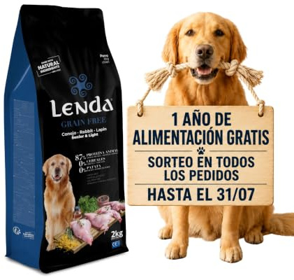 Lenda Grain Free Light y Senior 2kg - Pienso Hipoalergenico para Perro Bajo en Grasa Sin Cereales - Pienso sin Grano para Digestion Sensible - con Probioticos y Condroprotectores para Articulaciones