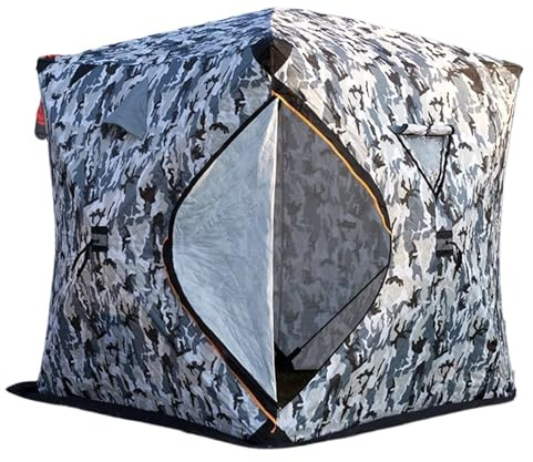 Fisketält 1,8 x 1,8 m popup-fisketält för 3–4 personer på vintern, håller varma, Oxford-isbitar gjorda av spraybunden bomull (kamouflage)