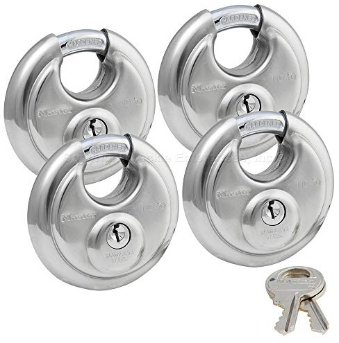 Master Lock - (4) Keyed Alike Stainless Steel Trailer and Multi Purpose Padocks w/8 Keys, 40KA-4