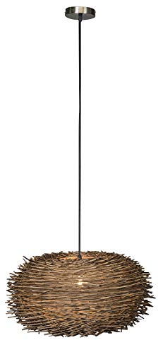Qazqa - Modern Rural Hängelampe I Pendellampe I Pendelleuchte braun Rattan - Hatch 45 I Wohnzimmer I Schlafzimmer - Kugel I Kugelförmig - LED geeignet E27