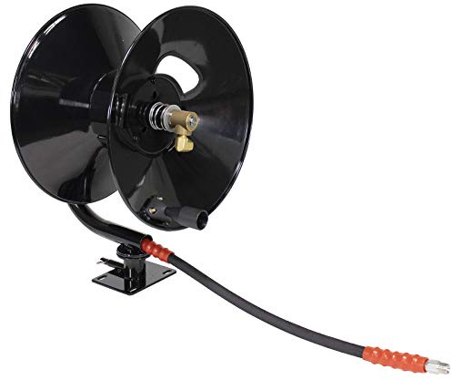 Erie Tools 5100 PSI 3/8 x 100' Pressure Washer Hose Reel with 360 Degree Swivel Base