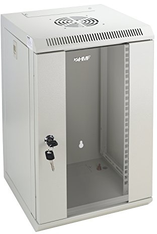 HMF 63309-07 Serverschrank 10 Zoll, 9 HE, Netzwerkschrank, Wandschrank, 10, 31,2 x 30 x 48,3 cm, Voll Montiert, lichtgrau