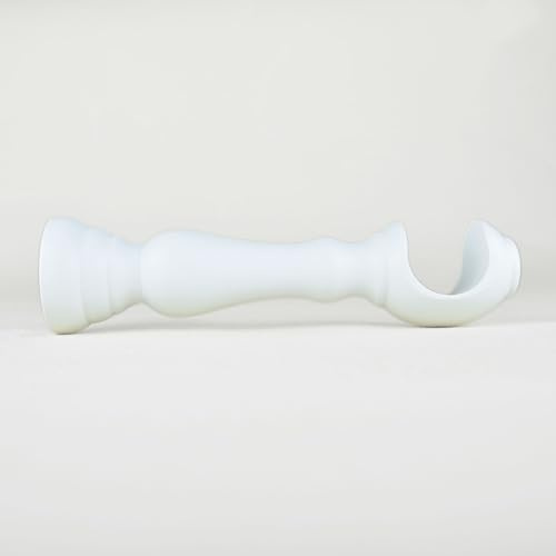 TENDAGGIMANIA Staffe per Tende 1 COPPIA - Per Bastoni per tende in Legno ∅ 35 MM - Colore: BIANCO -LUNGHEZZA 18 CM - Staffe con piastrina di fissaggio, viti e tasselli- 100% Legno Made in Italy