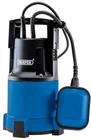 Draper 250W Portable Submersible Clean Water Pump 110V |Max Flow Capacity 6000 l/h Electric Pump | Thermal Overload Protection | Irrigation Tool |10M Cable Draining Pump| 98913