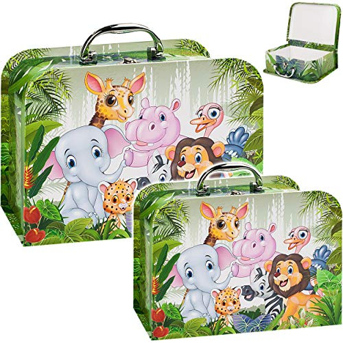alles-meine.de GmbH Koffer/Kinderkoffer - GROß - lustige Tiere - 27 cm - ideal für Spielzeug und als Geldgeschenk - Mädchen & Jungen - Pappkoffer - Puppenkoffer - Kinder - Papp..