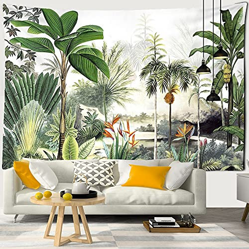 QAWD Palmier suspendu tissu tenture murale feuille tropicale fleur motif plage tenture murale fond animal tapisserie A10 180X230 CM
