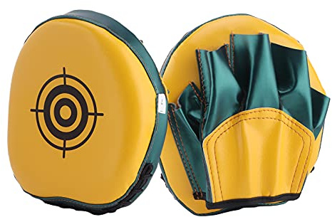Mini Boxing Pads, Arc Hand Target Boxing Pad Box pratzen Punch pad Boxpads Fokushandschuhe handpratzen Trainerpratzen Verdicken Gebogene Stanzen Stoßdämpfend Training Boxsäcke Pads für(Gelb)