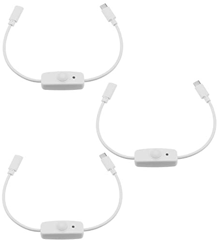 EMSea 3 stycken typ C-kontakt till uttag nätdel kabel med på/av-brytare USB förlängningskabel för telefoner surfplatta liten skrivbord/fläkt 28 cm vit