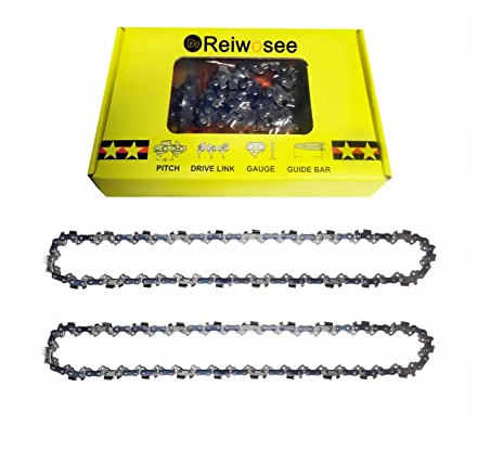 Reiwosee® Catena per motosega 10 pollici 2 pezzi, Passo 3/8 , Pitch Spessore 0.05(1.3mm), Numero della catena 40DL,Motosega Lunghezza utile di taglio 25cm, Catena per motosega tenuta a mano