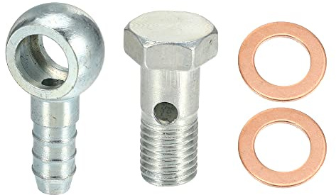 QUARKZMAN Auto Banjo Adapter Mit Dichtung 1 STK Für Bremssystem Motor | Metall, Größe: 43x20mm, ID: 12mm, OD Anschluss: 10mm, Gewinde: M12x1.25