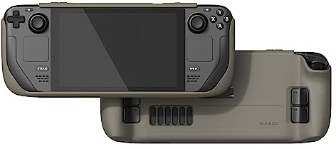 Skull & Co. GripCase SD for Steam Deck and Steam Deck OLED: A Soft Protective Case with Textured Grips Full Protection and Stand, Shock-Absorption Non-Slip and Anti-Scratch Cover Design - Coyote Gray