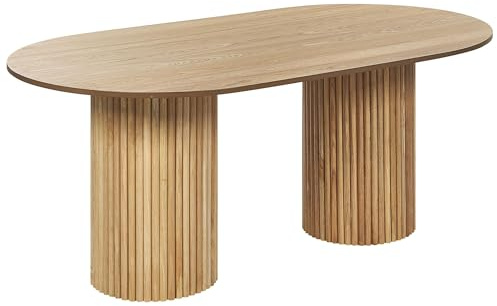 Table de Repas Ovale 180 x 100 cm en MDF et Bois d'Hévéa Bois Clair Sheridan