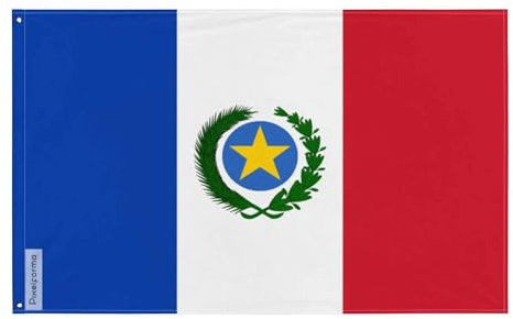Pixelforma Bandera de Paraguay de 1813 a 1840 en varios tamaños 100% poliéster impresión con doble dobladillo 4. 2 ojales a la izquierda con banda blanca 90 x 150 cm