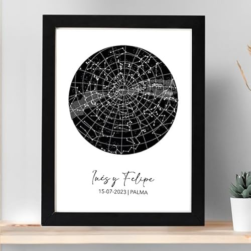 Transparent Gift Placa Personalizada con Textos Mapa Estelar. Regalos Parejas. Cuadro de Metacrilato. Placas Personalizadas. Regalos Originales para Mujer y Hombre. Regalos de San Valentín, Cumpleaños