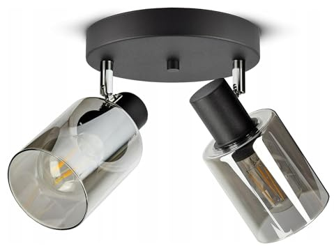 FKL DESIGN Home Deco Deckenlampe Deckenleuchte Schwarz 2-flammig E27 Glas Lampenshirm Lampe aus Serie N535 (DRP2)