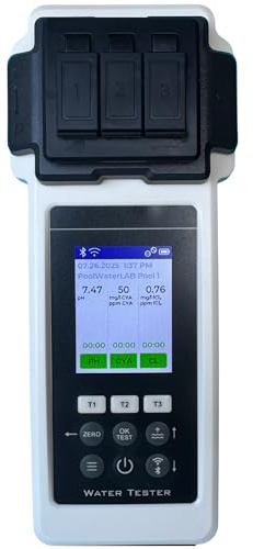 Digital Pool Water Tester Photometer – Accurate Water Analyzer for Pools, Spas & Hot Tubs – Tests 27 Parameters – Bluetooth/WiFi – App for pH, Chlorine, Alkalinity & More