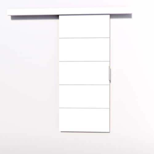 MINIO go for it - Porte Coulissante Interieur avec Rail CLEAN B, Portes Coulissantes Murales Intérieures, Coulis, Complet Raille Doors, Ensemble Porte Interieur (Blanc Mat 106x205 cm)